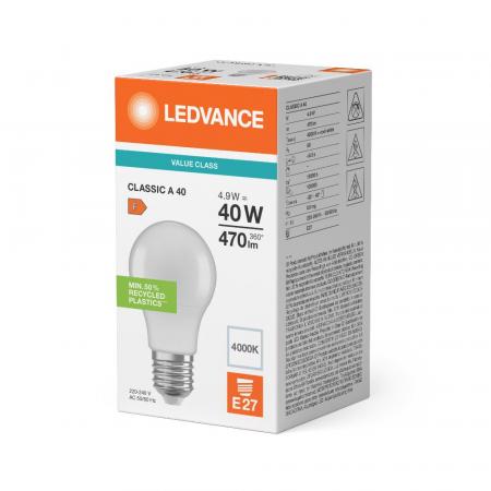 Ledvance E27 LED Lampe Classic matt 4,9W wie 40W 4000K neutralweißes Licht - Performance Class